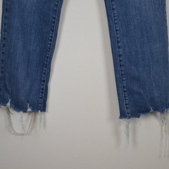 Risen Jeans Womens 11/30 Blue Distressed Frayed Hem High Rise Straight Leg Blue - Picture 3 of 9